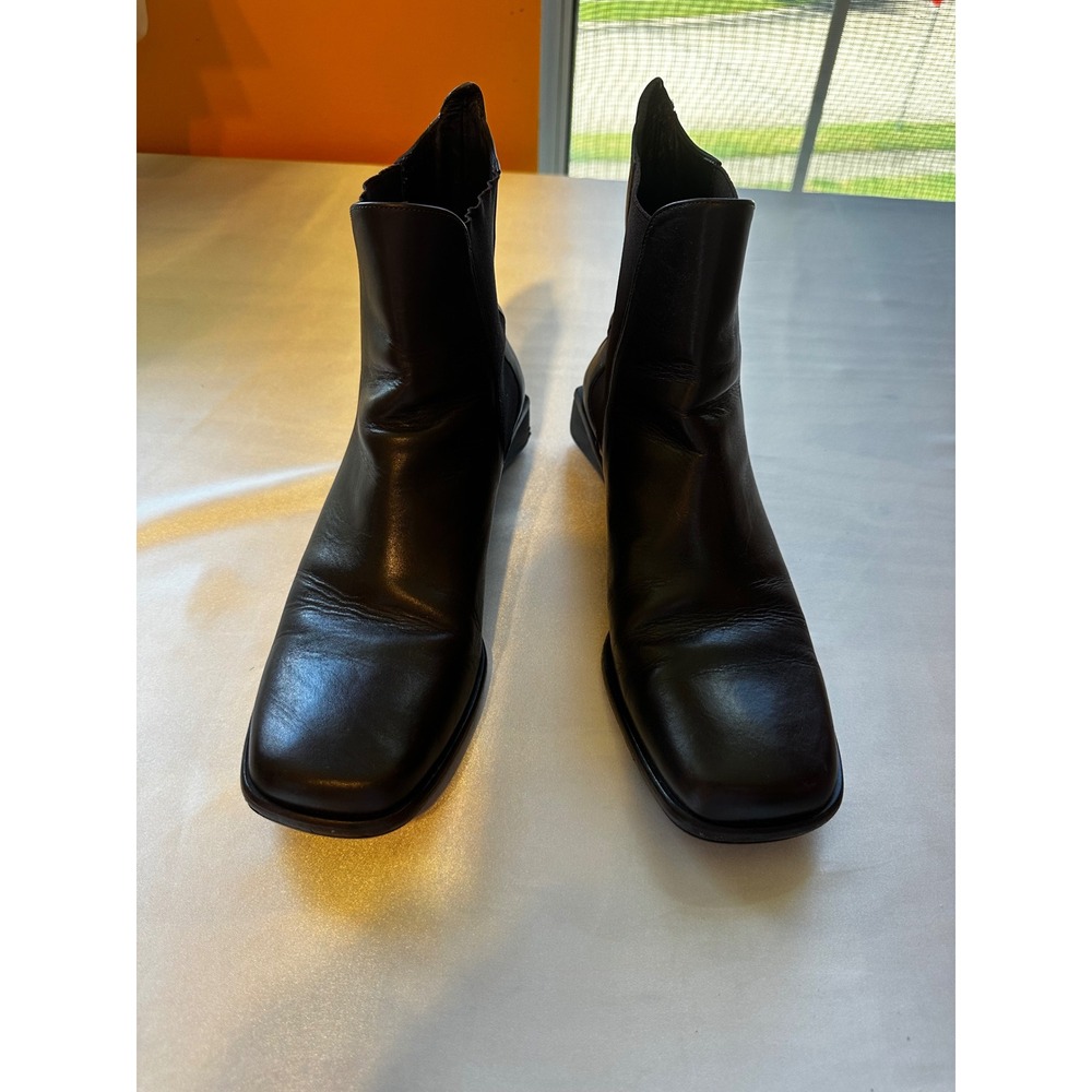 Cole Haan Womens Chocolate Brown Leather Square Toe Chelsea Ankle Boots 10 B